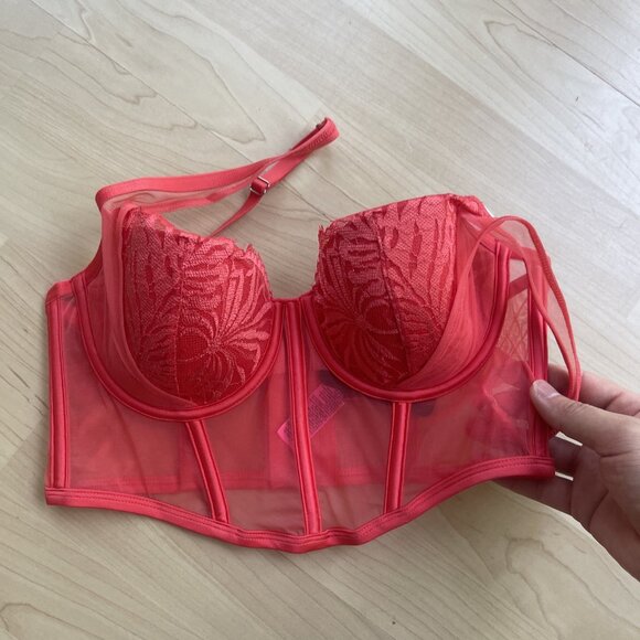 NWT La Senza Corset lace Bustier Sexy Padded Lined Bra Cayenne Red All Sz S-XL+ - Picture 6 of 16